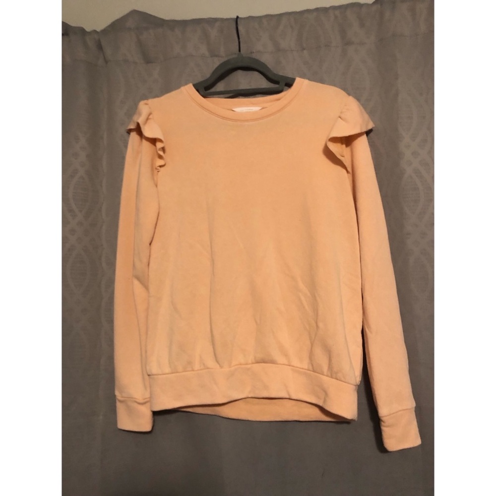 Lauren Conrad peach ruffle crew neck